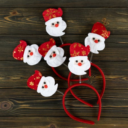 Обідок новорічний Санта Клаус на пружинках (уп. 12шт)