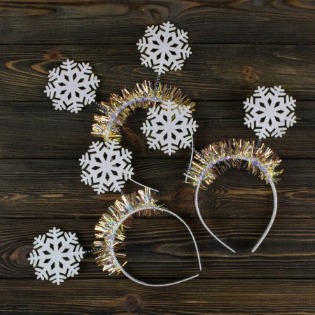 Обідок новорічний Сніжинки на пружинках (уп. 12шт)