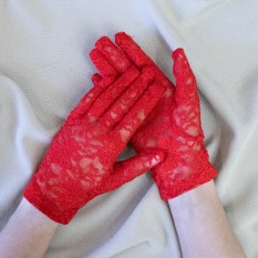 Перчатки кружевные 22см (красные)