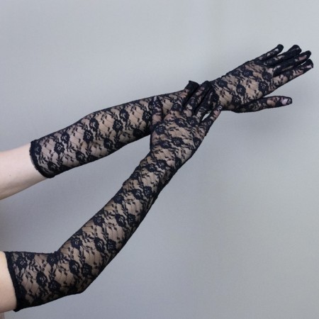 Рукавички мереживны 55см (чорні)