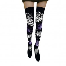 Чулки Хэллоуин Санта Муэрте Паук с паутиной фиолетовой