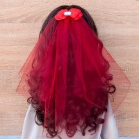 Фата Нареченої на дівич -вечір Classic (червона)