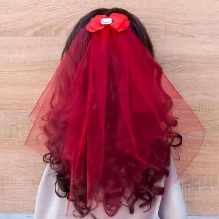 Фата Нареченої на дівич -вечір Classic (червона)