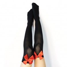 Панчохи капронові чорні з червоним бантом