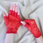 Перчатки кружевные с открытыми пальцами 20см (красные)