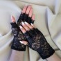 Рукавички мереживні з відкритими пальцями 20см (чорні)