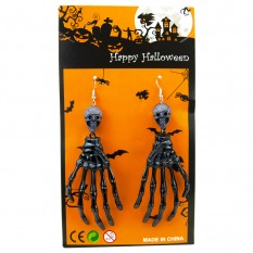 Серьги для ушей Рука скелета (черные)