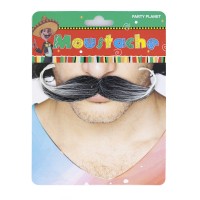 Усы накладные карнавальные Английские (черные с сединой)