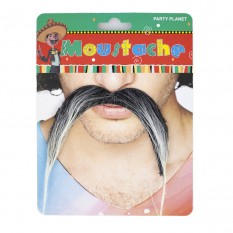 Усы накладные карнавальные Подкова (черные с сединой)