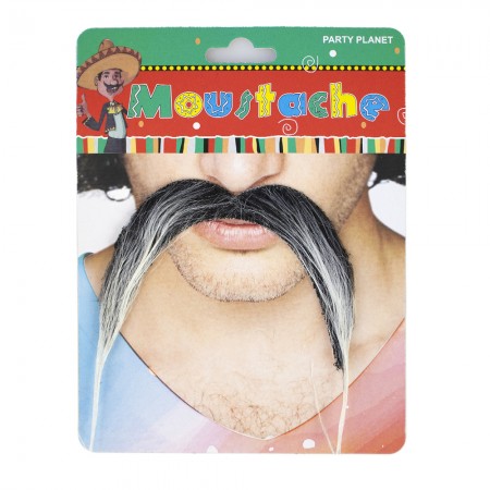 Вуса накладні карнавальні Підкова (чорні з сивиною)