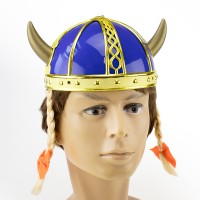 Шлем Викинга с косичками (синий)