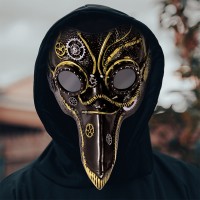 Маска Косплей стимпанк Доктор Чума (золотая с черным)