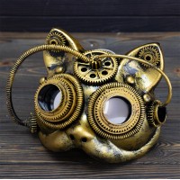 Маска Косплей винтажная стимпанк Кошка (золото)