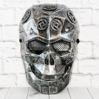 Маска Кіборг череп Стимпанк (срібна)