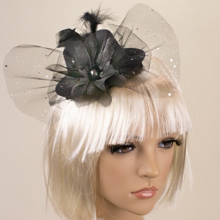 Карнавальний капелюшок на шпильках 14031 (чорний)