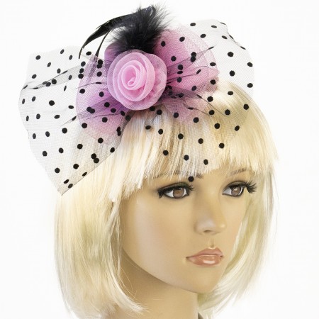 Капелюшок Гламур маленький з трояндою (рожевий)