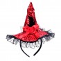 Шляпка на ободке Ведьмочки с кружевом (красная)