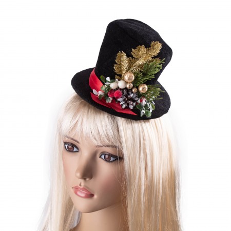 Карнавальная шляпка на заколках новогодняя 52354 Хлоя 9217