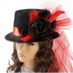 Капелюх Стимпанк Леді Роузвуд 13299 (червоний)