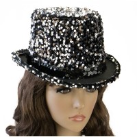 Карнавальний капелюх Блиск ретро з паєтками (срібний)