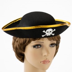 Шляпа детская Пирата фетр (черный с золотым)