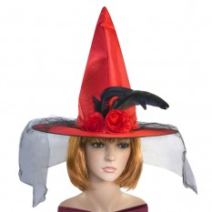 Капелюх Відьми атласний (червоний)