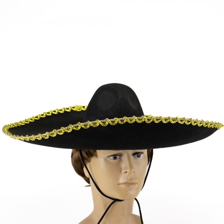 Капелюх Сомбреро Маріачі (чорний із золотим)