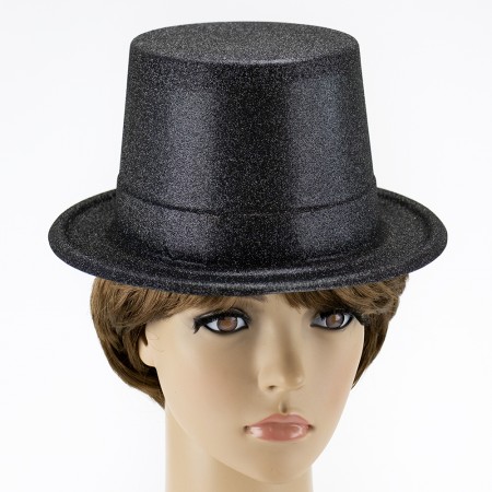 Шляпа детская Цилиндр блестящая (черная)