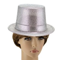 Шляпа Цилиндр блестящая (серебро)