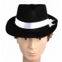 Шляпа Мужская Мафия флок (черная с белой лентой)