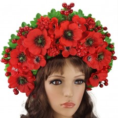 Украинский венок высокий на голову Стефания 9352