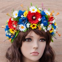 Украинский веночек объемный на голову Цветана 11236