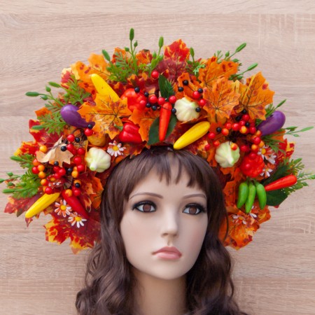 Украинский осенний венок высокий на голову Дары Осени 11693