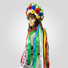 Украинский венок высокий с лентами на голову Марьяна (р. 54-60) 13697