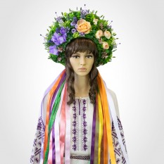 Украинский венок высокий с лентами на голову Радомира 13700