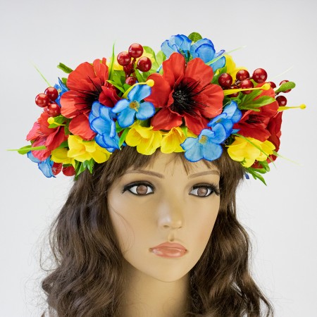 Украинский веночек объемный на голову Василина 12888