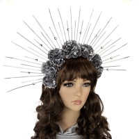 Украинский веночек корона с лучами 52510 с гвоздиками (серебряный)