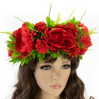 Украинский веночек объемный на голову Янина 13089