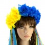Украинский веночек с лентами на ободке Виктория 13447 (желтый с синим)