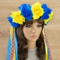 Украинский веночек с лентами на ободке Власта 13448 (желтый с синим)