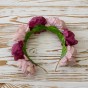 Украинский веночек цветочный на ободке Лада 13687 (бордовый с пудровым)