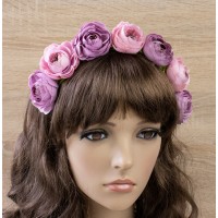 Український віночок квітковий на обідку Мальва 13688 (пудровий)