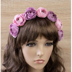 Украинский веночек цветочный на ободке Мальва 13688 (пудровый)