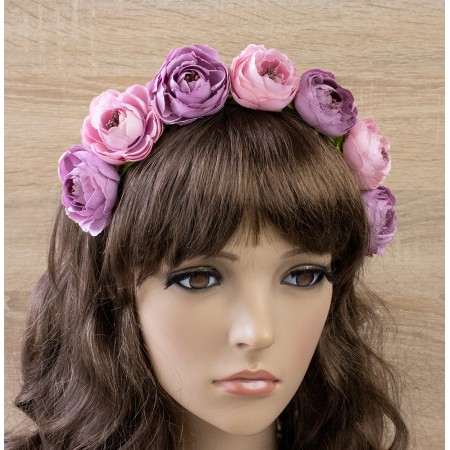 Український віночок квітковий на обідку Мальва 13688 (пудровий)