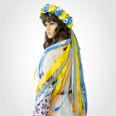 Украинский веночек объемный с лентами на голову Богдана 13708