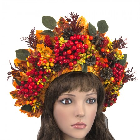 Украинский осенний венок высокий на голову Дарина 11235