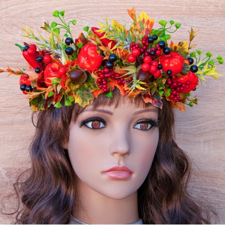 Український осінній віночок на голову на голову Полюшка 12231