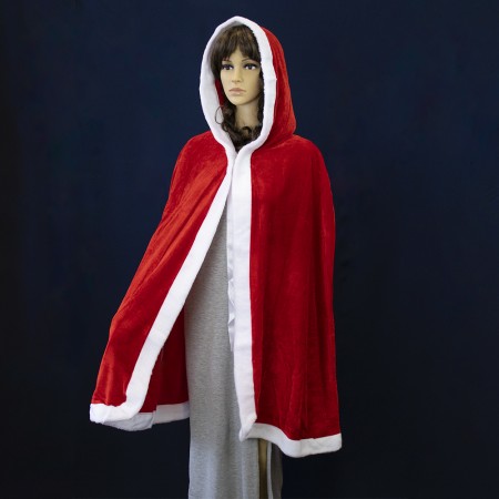 Карнавальний плащ накидка Помічниця Санти (велюр)