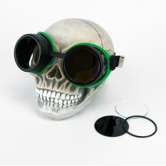 Очки Стимпанк Гогглы Авиаторы (черные с зеленым) XP303