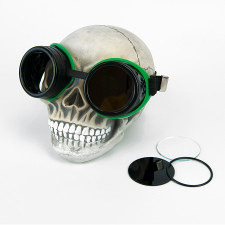 Очки Стимпанк Гогглы Авиаторы (черные с зеленым) XP303